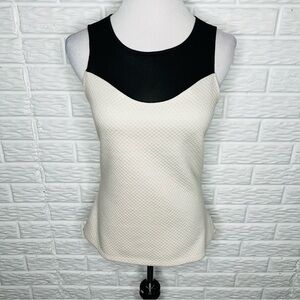 EXPRESS Cream Quilted Black Mesh Sleeveless Tank Top Size M